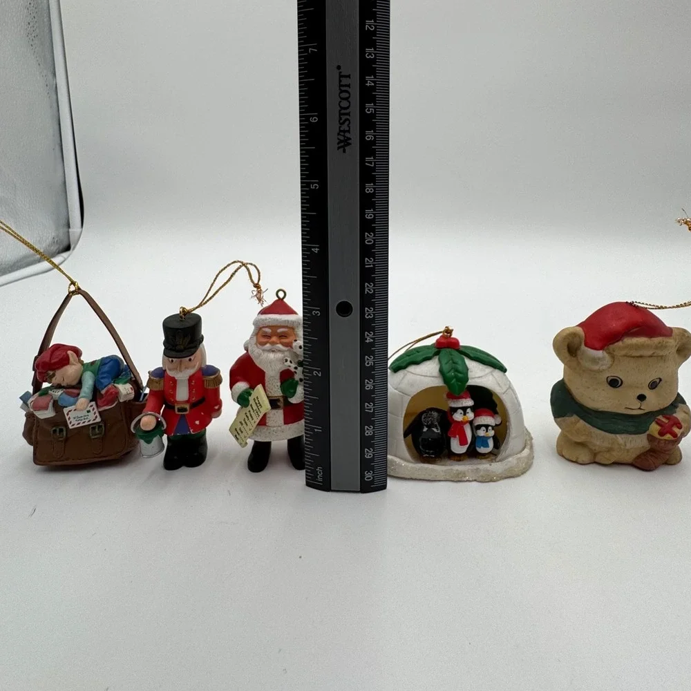 Vintage Christmas Ornament Mixed Lot 13pc Snowman Santa Drums Nutcracker 90s